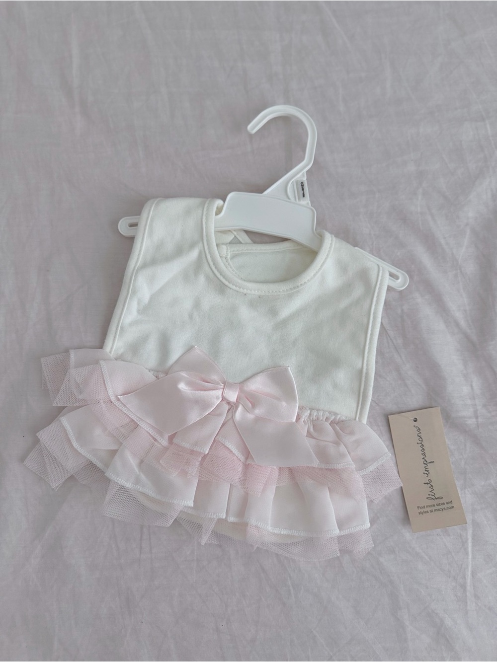 Baby Bib with Pink Bow Ruffles